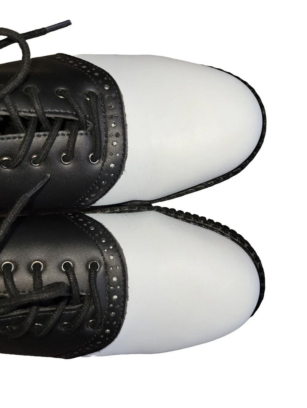 TUK Black/White Retro Saddle Oxford Low Platform Creeper Shoes Sz W8 M6 Like New